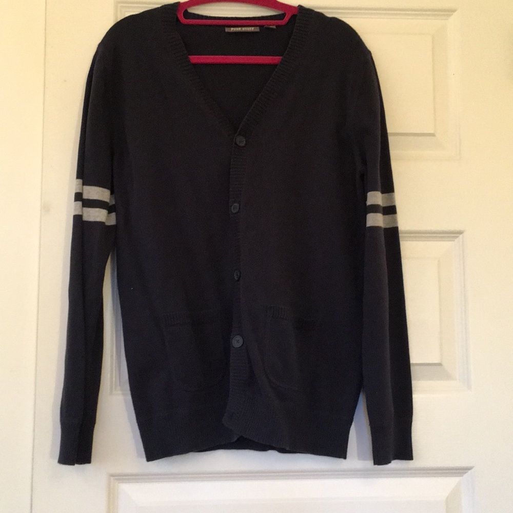 Men’s navy blue and grey cardigan